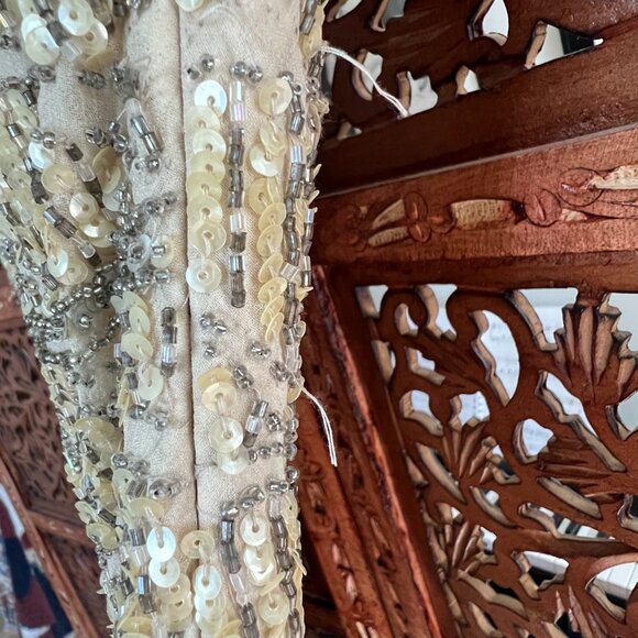 Vintage Sue Wong Silver/Cream Beaded Detail Midi-Dress - Picture 8 of 10